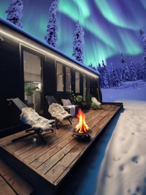 Lapland Riverside Cabin MUSTIKKA, Ylläs, Tiny Home with Sauna, Fireplace, Terrace, BBQ, Wifi, Ski, Fishing, Pets OK